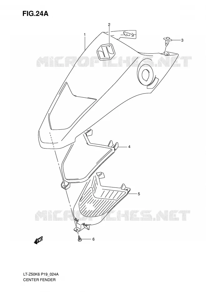 CARENAGE CENTRAL (MODEL K7/K8/K9) Suzuki QUAD 50 QUADSPORT 2010  LT-Z50L0(P19)