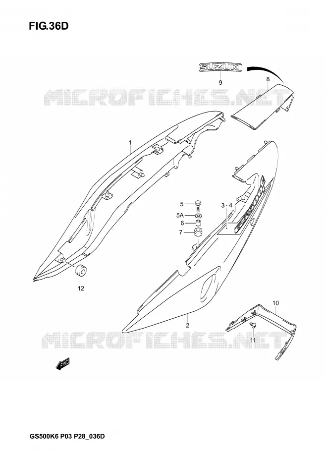 CARENAGES ARRIERE  (GS500FK5) Suzuki MOTO 500 GS-E 2003  GS500K3(P3)