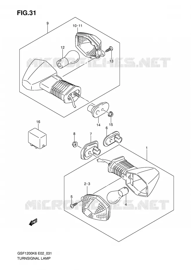 CLIGNOTANTS Suzuki MOTO 1200 BANDIT-S 2006  GSF1200SK6(E2)