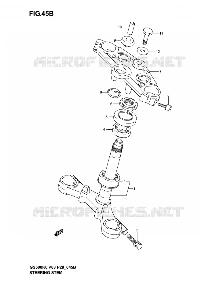 COLONNE DE DIRECTION (GS500FK4/K5/K6) Suzuki MOTO 500 GS-F 2006  GS500FK6(P3)