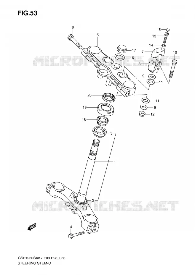 COLONNE DE DIRECTION Suzuki MOTO 1250 BANDIT-S 2009  GSF1250SK9(E3/E28)
