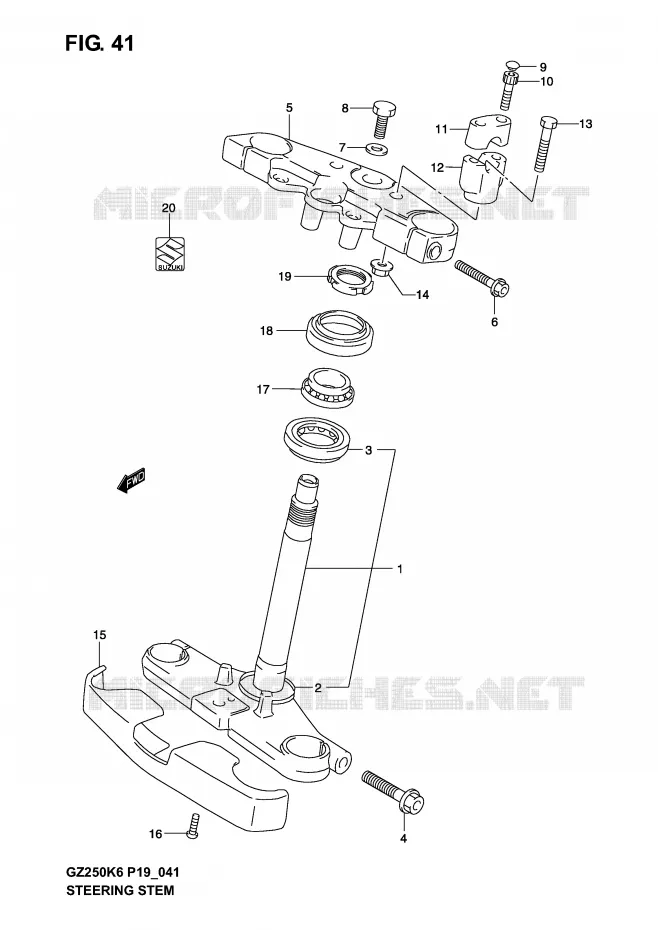 COLONNE DE DIRECTION Suzuki MOTO 250 MARAUDER 2006  GZ250K6(P19)