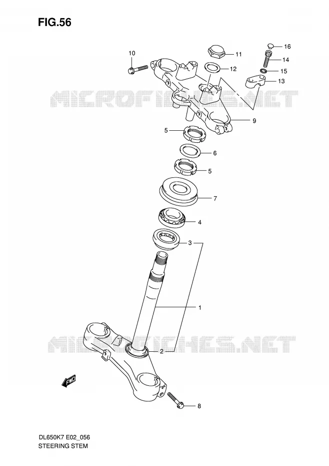 COLONNE DE DIRECTION Suzuki MOTO 650 V-STROM 2007  DL650K7(E2)