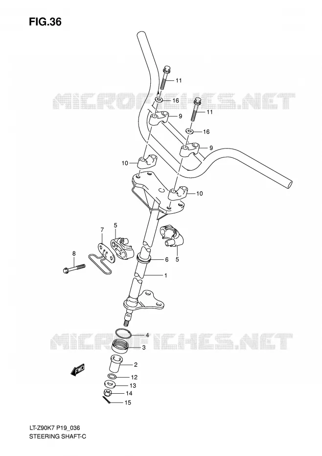 COLONNE DE DIRECTION Suzuki QUAD 90 QUADSPORT 2009  LT-Z90K9(P19)
