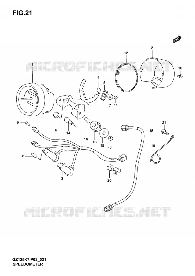 COMPTEUR (MODEL K3/K4/K5/K6) Suzuki MOTO 125 MARAUDER 2007  GZ125K7(P02)