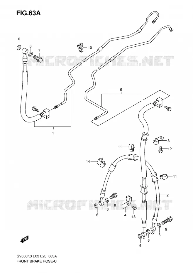 DURITE DE FREIN AVANT(SV650AK7/SAK7) Suzuki MOTO 650 SV 2005  SV650K5/SK5(E3/E28)