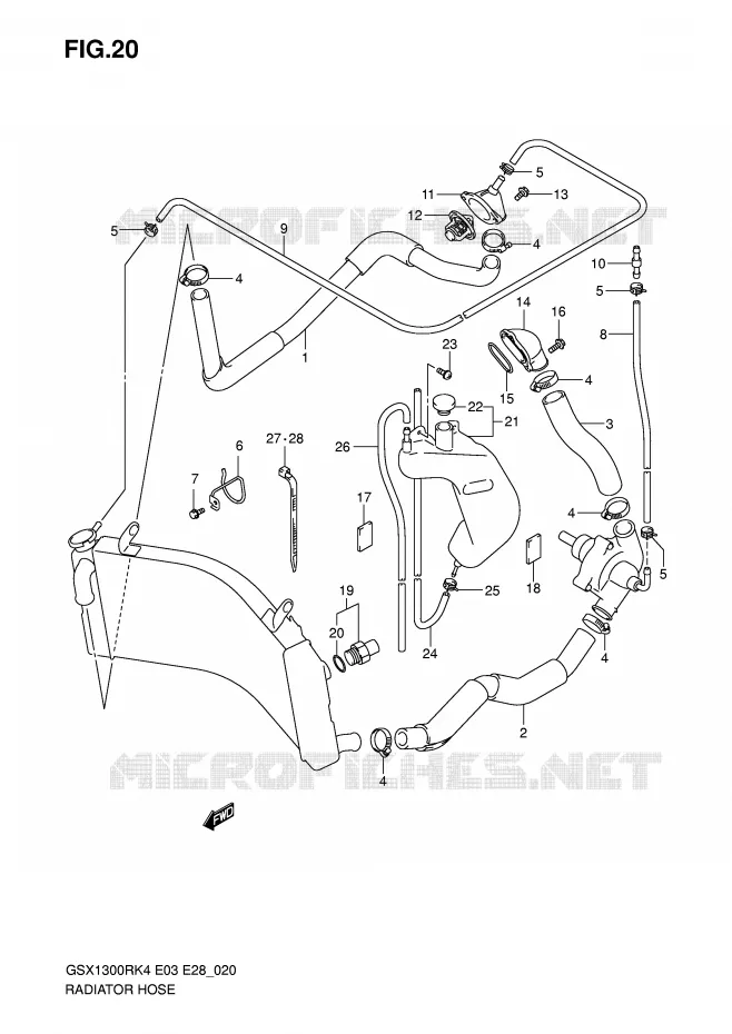 DURITE DE RADIATEUR Suzuki MOTO 1300 HAYABUSA 2004  GSX1300RZK4(E3/E28)