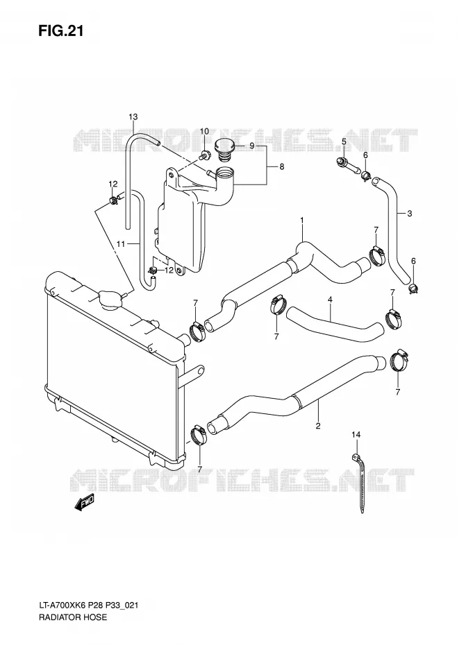 DURITE DE RADIATEUR Suzuki QUAD 700 KINGQUAD 2007  LT-A700XK7(P28/P33)
