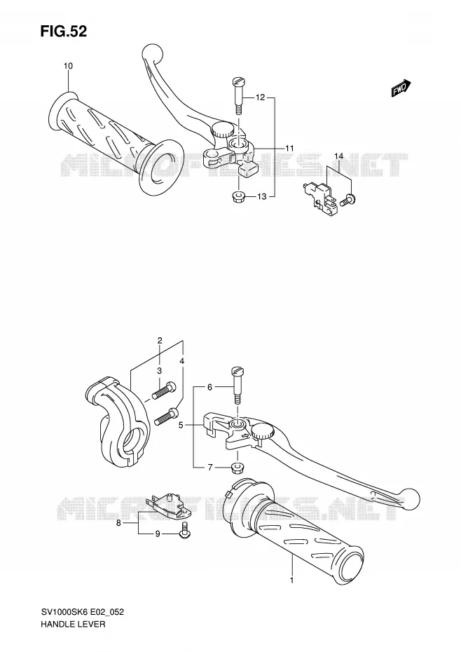 ENSEMBLE LEVIERS - POIGNEES (SV1000S/S1/S2) Suzuki MOTO 1000 SV 2006  SV1000K6(E2)