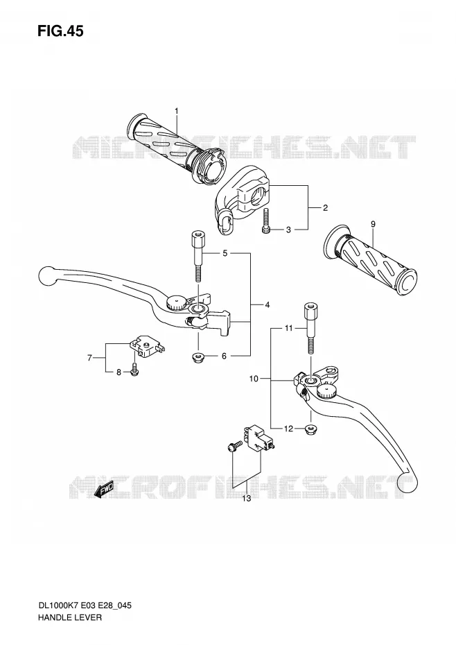 ENSEMBLE LEVIERS - POIGNEES Suzuki MOTO 1000 V-STROM 2010  DL1000L0(E3/E28)