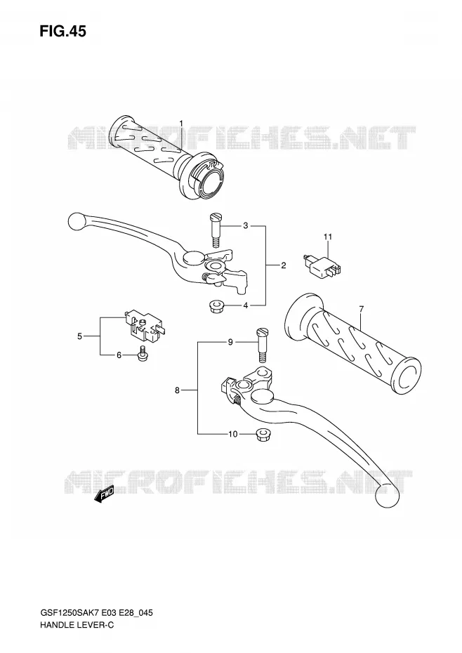 ENSEMBLE LEVIERS - POIGNEES Suzuki MOTO 1250 BANDIT-S 2007  GSF1250SK7(E3/E28)
