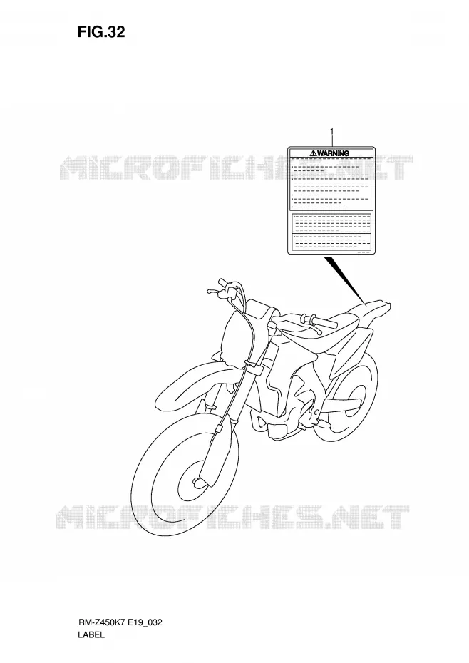 ETIQUETTE Suzuki MOTO 450 RM-Z 2007  RM-Z450K7(E19)