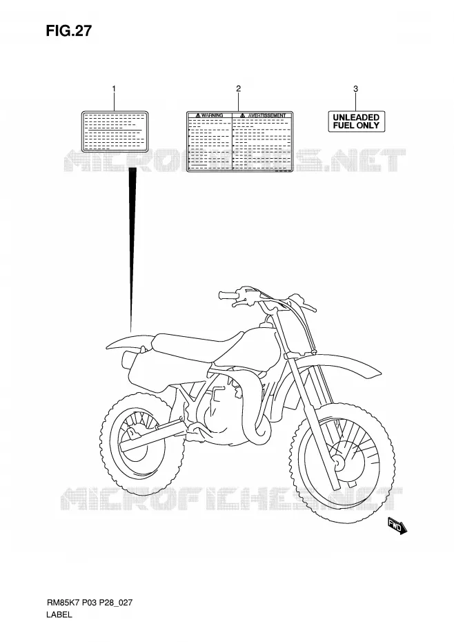 ETIQUETTE Suzuki MOTO 85 RM 2007  RM85LK7(P3/P28)