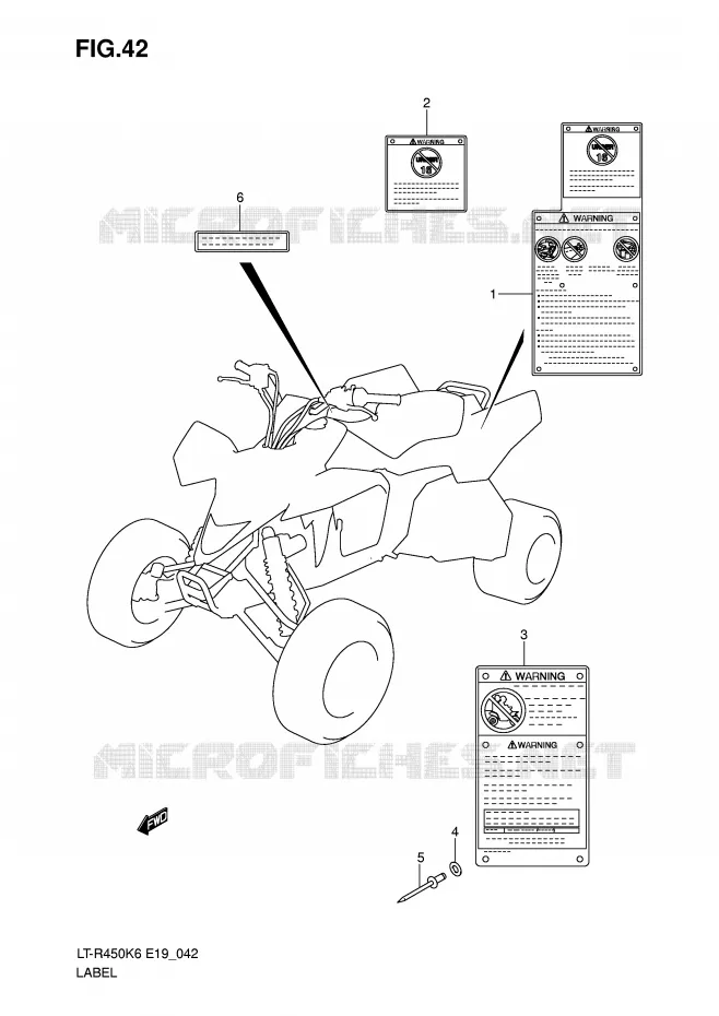 ETIQUETTE Suzuki QUAD 450 QUADRACER 2010  LT-R450L0(E19)