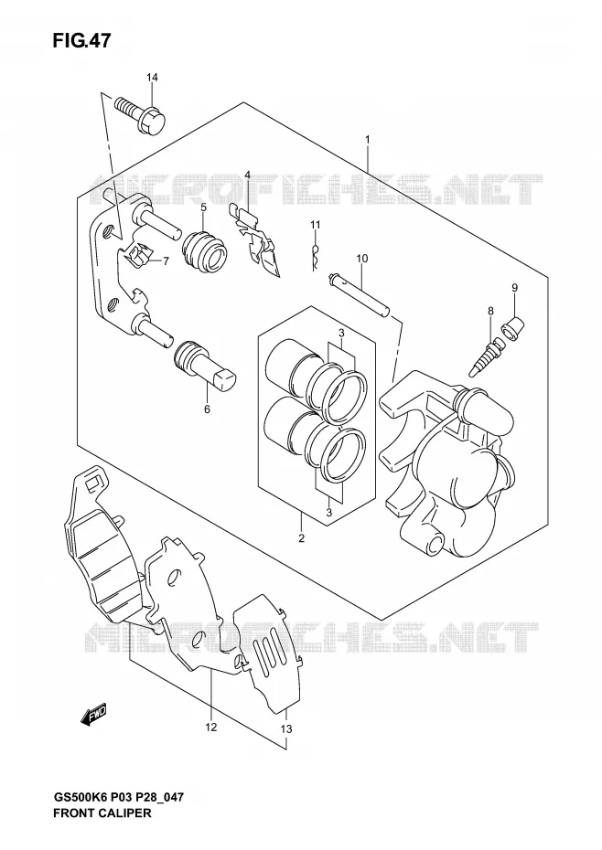 ETRIER DE FREIN AVANT (MODELE K3) Suzuki MOTO 500 GS-F 2004  GS500FK4(P3)