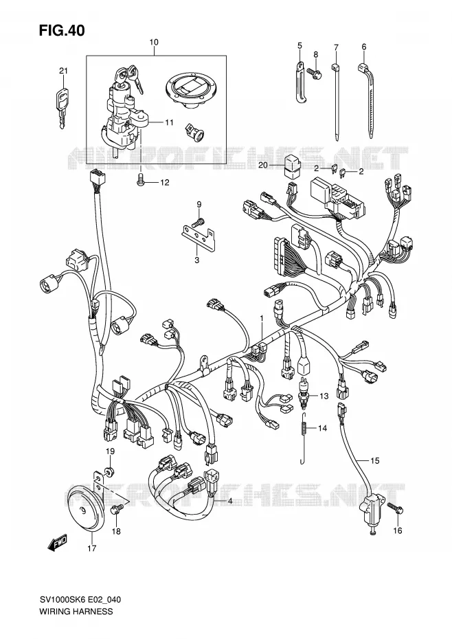 FAISCEAU ELECTRIQUE (SV1000/U1/U2) Suzuki MOTO 1000 SV 2007  SV1000S2K7(E2)