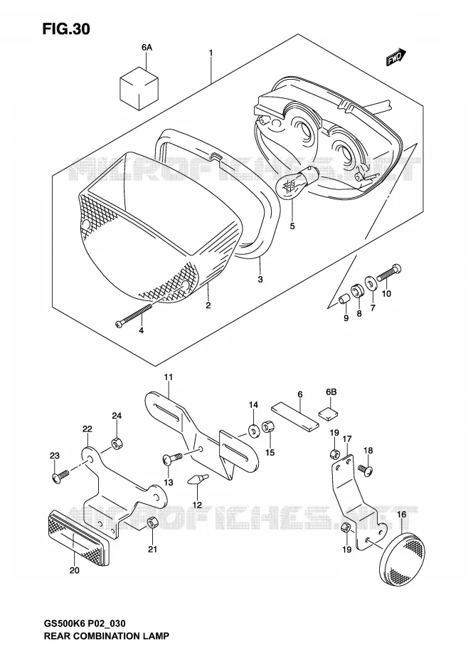 FEU ARRIERE (MODELE K3) Suzuki MOTO 500 GS-E 2006  GS500UK6(P19)