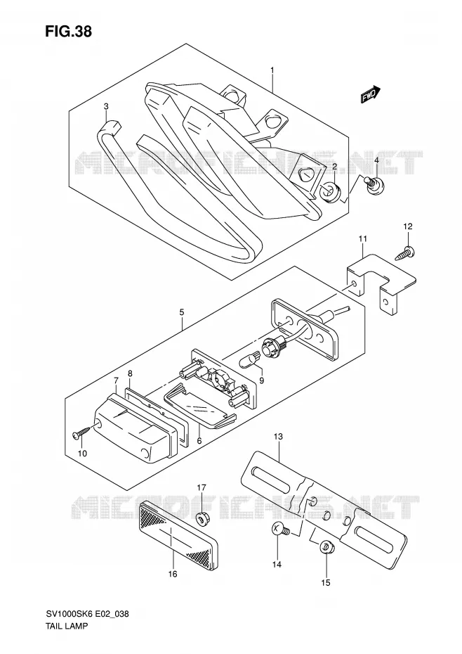 FEU ARRIERE Suzuki MOTO 1000 SV 2006  SV1000U2K6(E2)