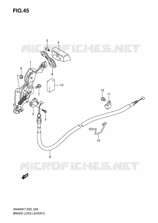 FREIN DE PARKING Suzuki SCOOTER 400 BURGMAN 2010  AN400AL0(E2)