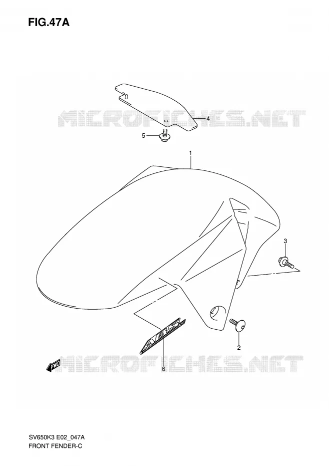 GARDE BOUE AVANT (MODEL K7) Suzuki MOTO 650 SV-S 2003  SV650SK3(E2)