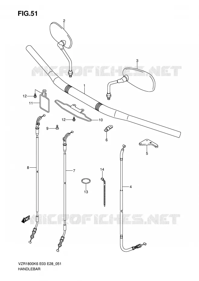 GUIDON (MODEL K6/K7/K8) Suzuki MOTO 1800 INTRUDER 2008  VZR1800ZK8(E3/E28)