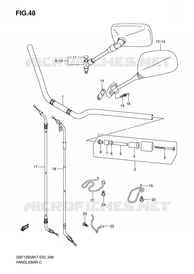 GUIDON (MODEL K7/K8/K9) Suzuki MOTO 1250 BANDIT-N 2008  GSF1250K8(E2)