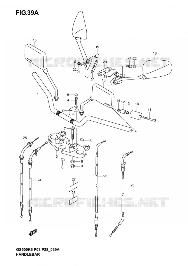 GUIDON (MODELE K4/K5/K6) Suzuki MOTO 500 GS-F 2006  GS500FK6(P3)
