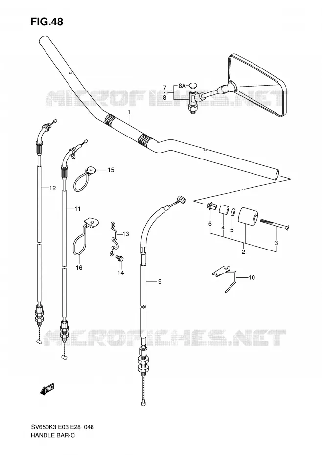 GUIDON (WITHOUT COWLING) Suzuki MOTO 650 SV 2005  SV650K5/SK5(E3/E28)