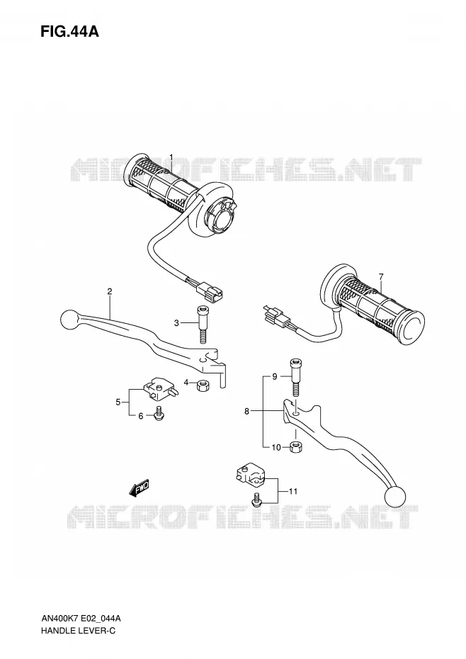 LEVIERS - POIGNEES (AN400Z/ZA) Suzuki SCOOTER 400 BURGMAN 2010  AN400AL0(E2)