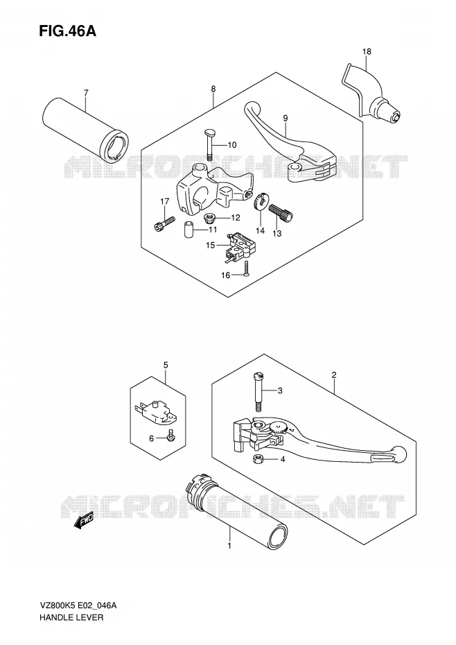 LEVIERS - POIGNEES (MODEL K7/K8/K9) Suzuki MOTO 800 MARAUDER 2005  VZ800UK5(E2)