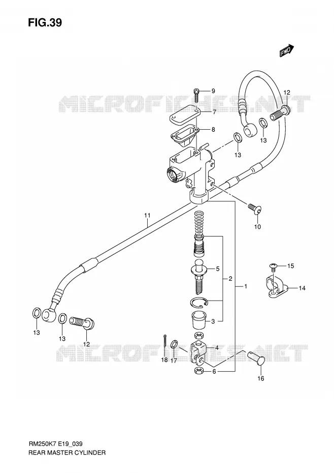 MAITRE CYLINDRE ARRIERE Suzuki MOTO 250 RM 2008  RM250K8(E19)