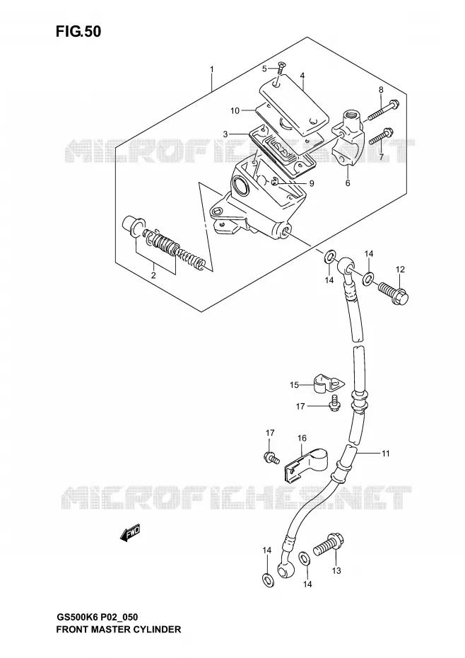 MAITRE CYLINDRE AVANT (MODELE K3) Suzuki MOTO 500 GS-E 2005  GS500K5(P19)
