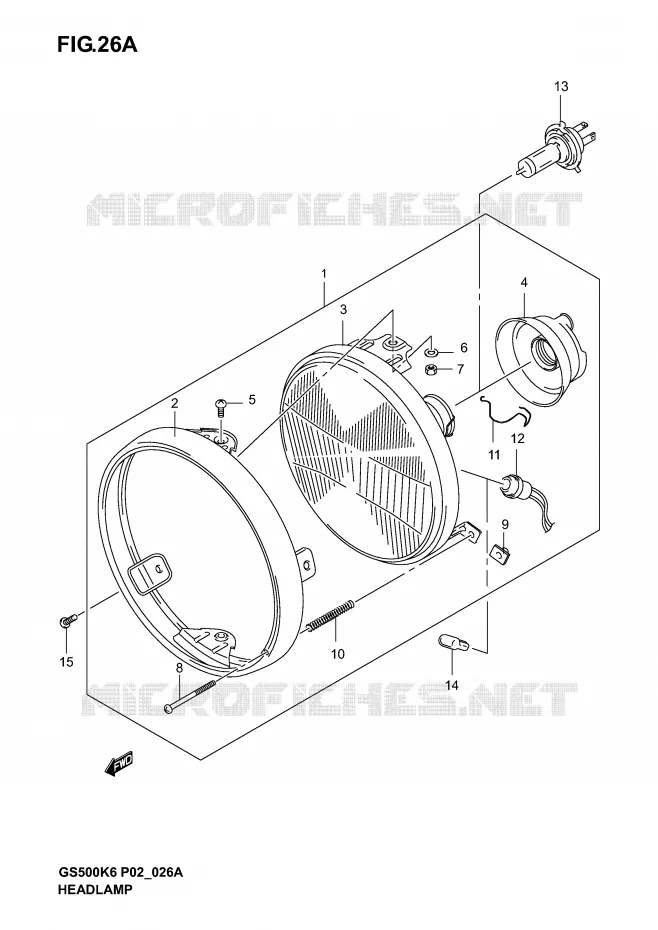 PHARE (GS500K4/K5/K6UK4/K5/K6 P2, P19, P54) Suzuki MOTO 500 GS-F 2005  GS500FUK5(P19)