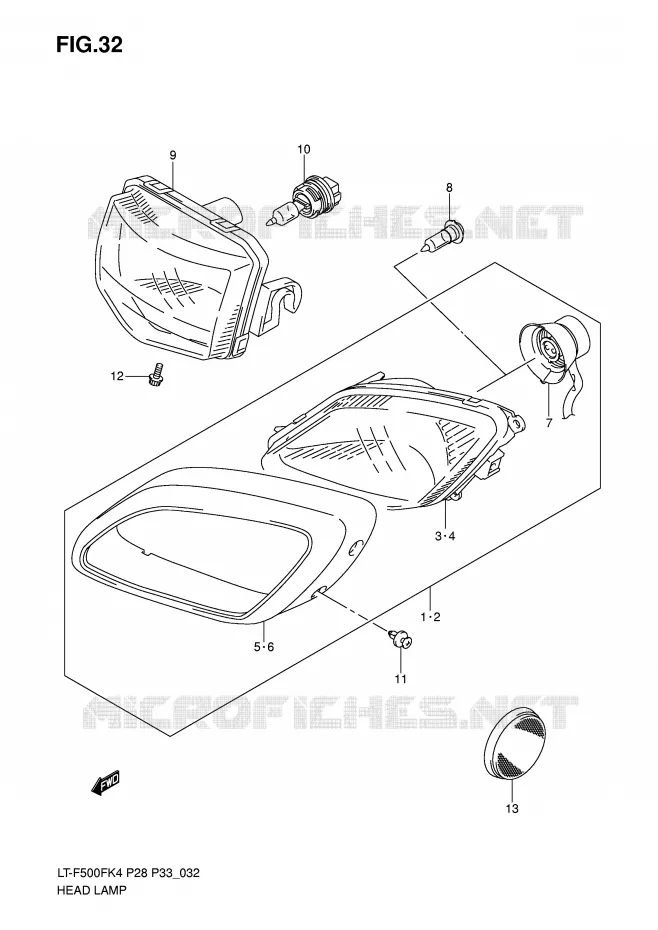 PHARE (MODELE K4) Suzuki QUAD 500 VINSON 2007  LT-F500FK7(P28/P33)