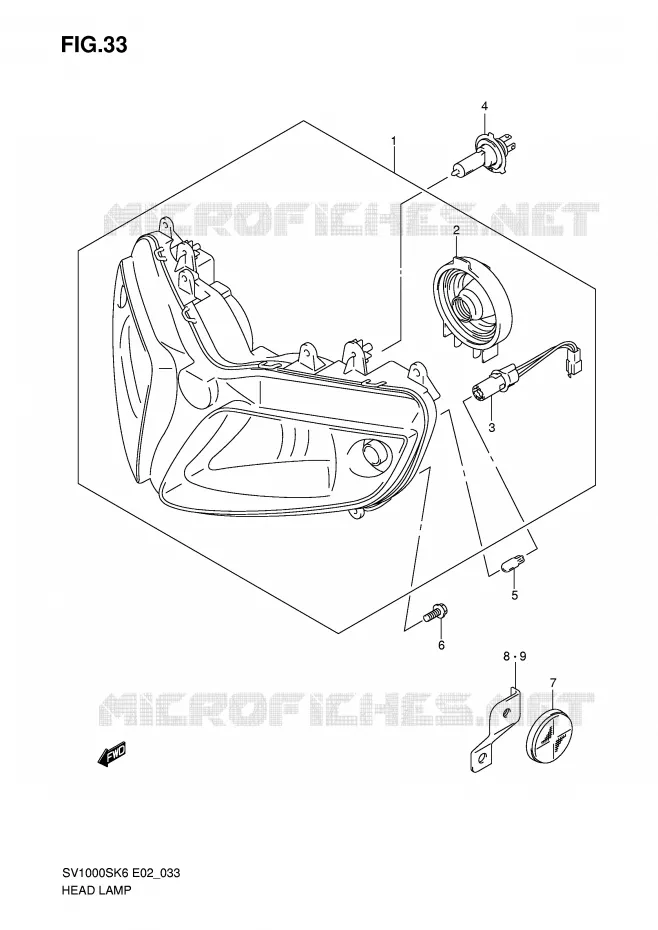 PHARE (SV1000S E24) Suzuki MOTO 1000 SV 2006  SV1000U1K6(E2)