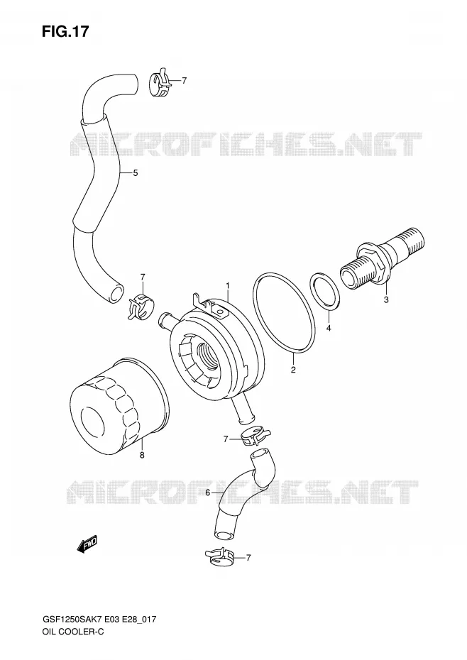 RADIATEUR D'HUILE Suzuki MOTO 1250 BANDIT-S 2008  GSF1250SAK8(E3/E28)