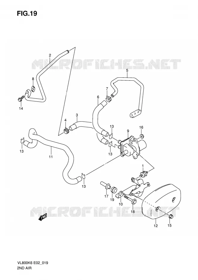 SYSTÈME DE RECYCLAGE GAZ D'ECHAPPEMENT (MODEL K6/K7/K8) Suzuki MOTO 800 VOLUSIA 2007  VL800K7(E2)