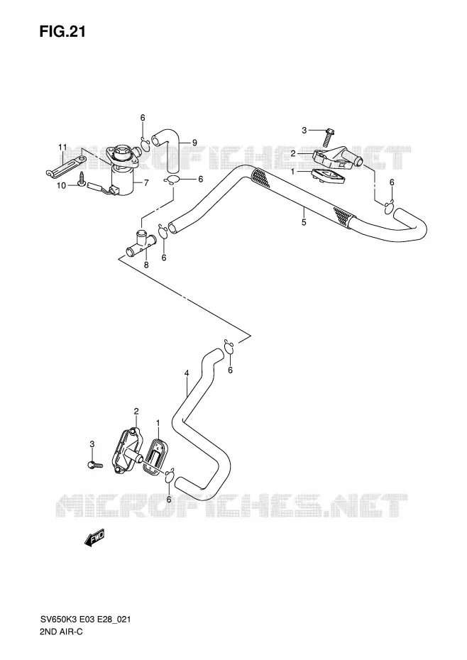 SYSTEME RECYCLAGE GAZ ECHAPPEMENT (MODEL K3/K4/K5/K6) Suzuki MOTO 650 SV 2003  SV650K3/SK3(E3/E28)