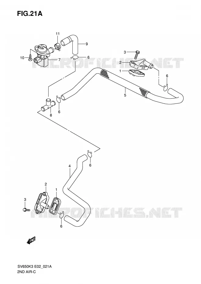 SYSTEME RECYCLAGE GAZ ECHAPPEMENT (MODEL K7) Suzuki MOTO 650 SV 2007  SV650K7