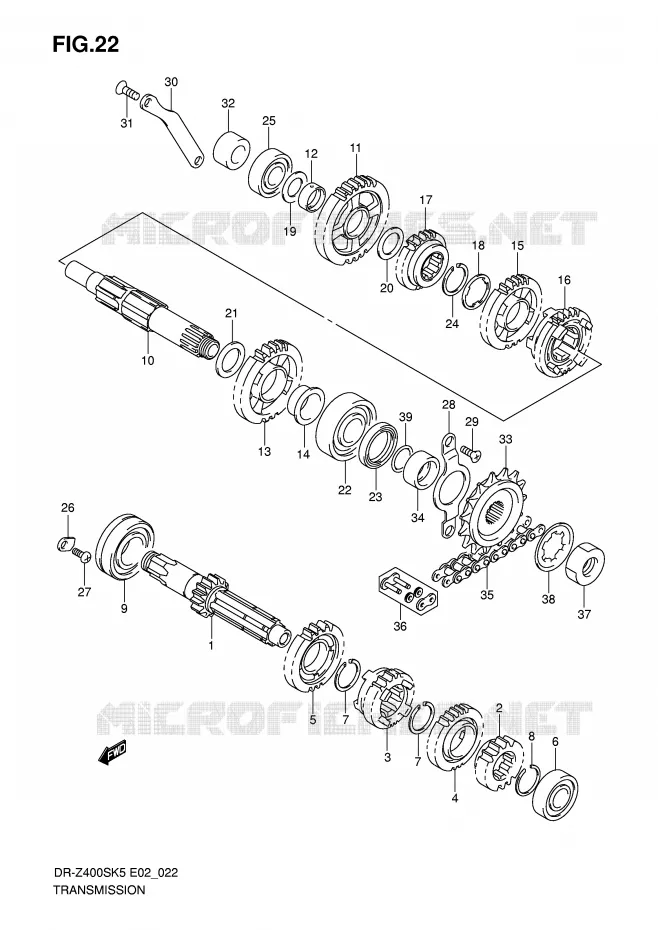TRANSMISSION Suzuki MOTO 400 DR-Z 2006  DR-Z400SK6(E2)