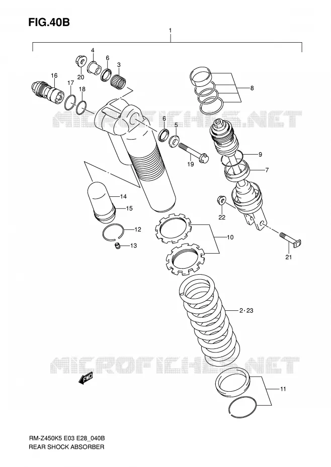AMORTISSEUR ARRIERE (MODEL K7) Suzuki MOTO 450 RM-Z 2007  RM-Z450K7(E3/E28)