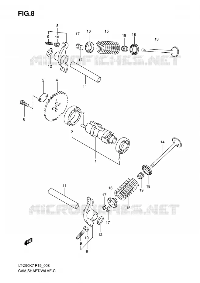 ARBRE A CAMES - SOUPAPES Suzuki QUAD 90 QUADSPORT 2008  LT-Z90K8(P19)