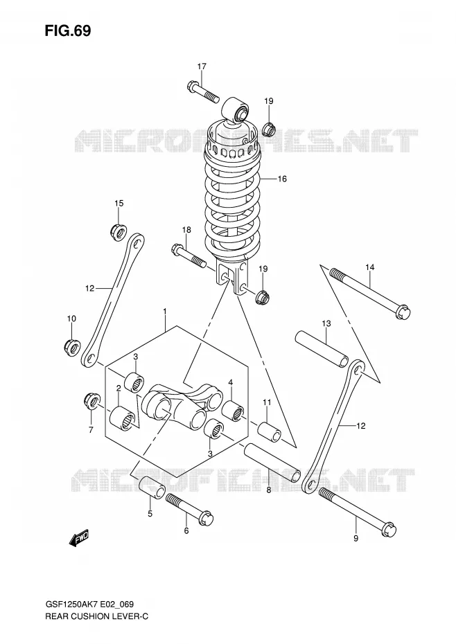 BIELLETTE DE SUSPENSION ARRIERE Suzuki MOTO 1250 BANDIT-N 2008  GSF1250K8(E2)