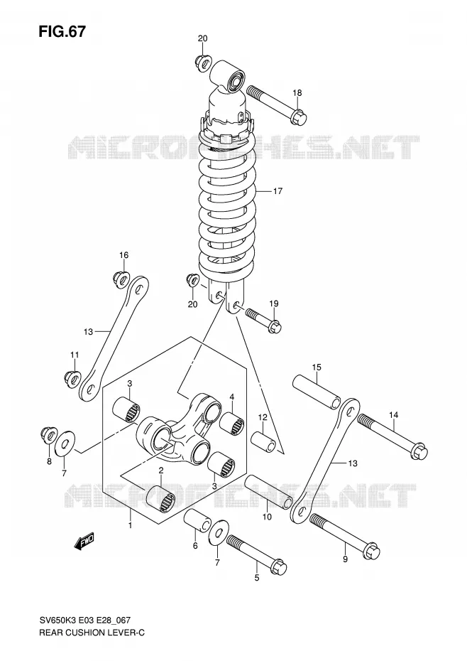 BIELLETTE DE SUSPENSION ARRIERE Suzuki MOTO 650 SV-S 2004  SV650K4/SK4(E3/E28)