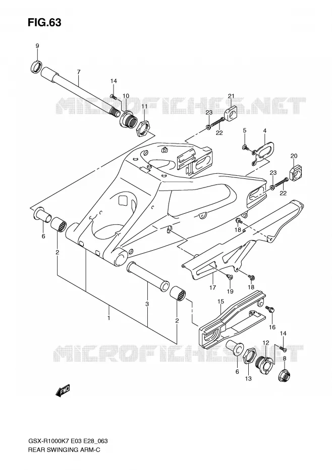 BRAS OSCILLANT ARRIERE Suzuki MOTO 1000 GSX-R 2007  GSX-R1000 K7 (E03)