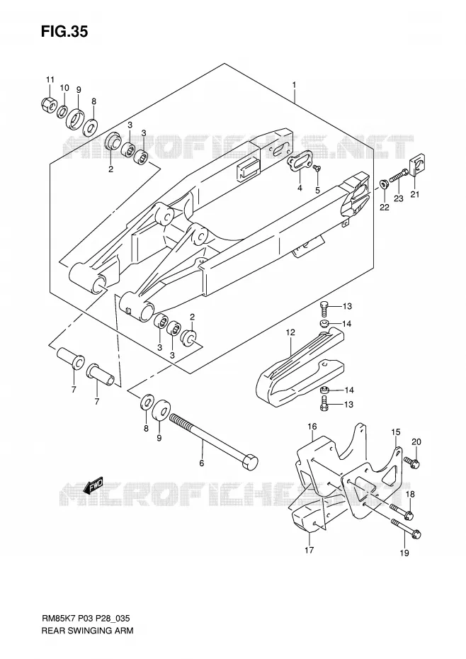BRAS OSCILLANT ARRIERE Suzuki MOTO 85 RM 2009  RM85LK9(P3/P28)