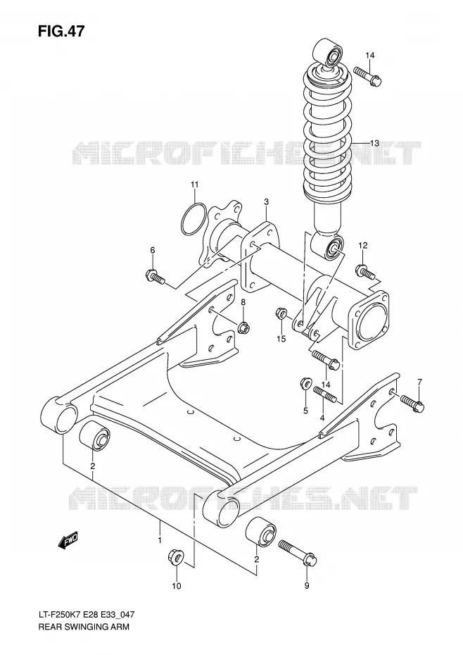 BRAS OSCILLANT ARRIERE Suzuki QUAD 250 OZARK 2008  LT-F250K8(E28/E33)