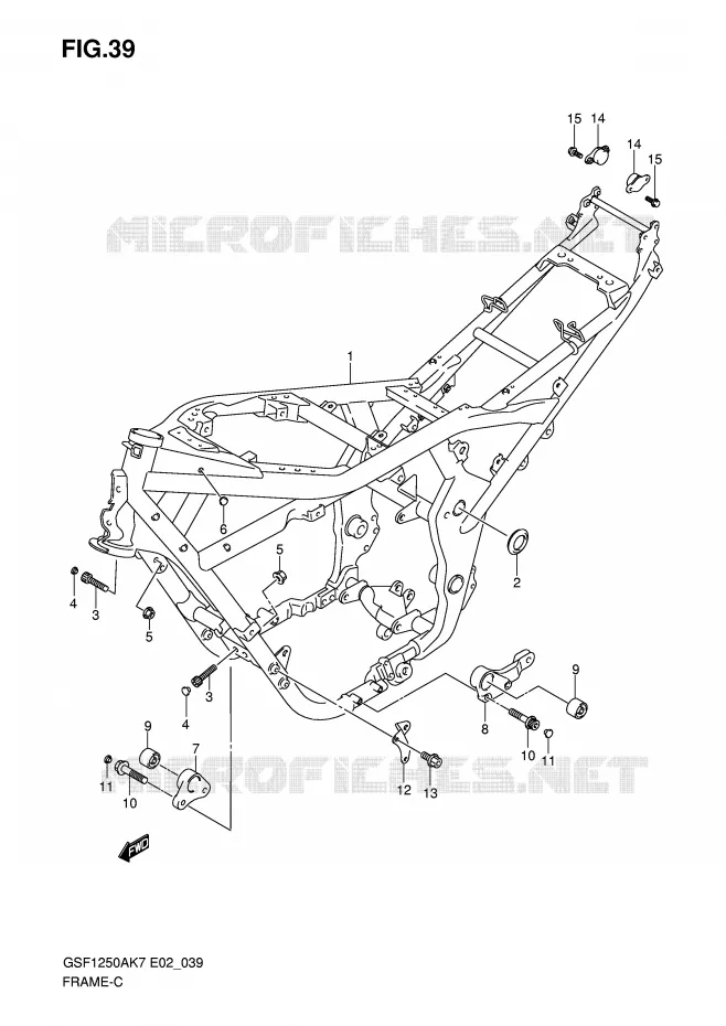 CADRE (MODEL K7/K8) Suzuki MOTO 1250 BANDIT-N 2007  GSF1250K7(E2)