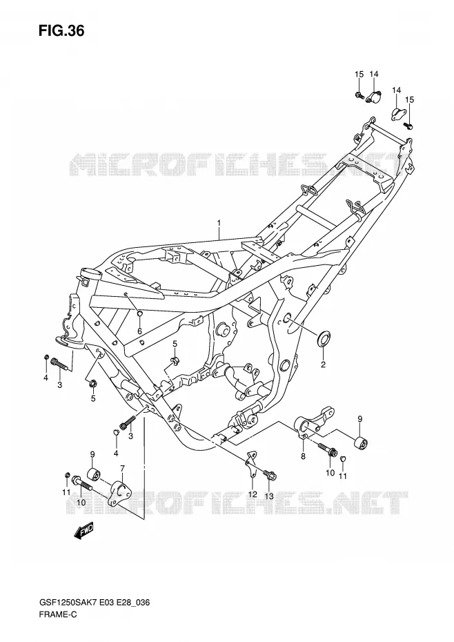 CADRE (MODEL K7/K8) Suzuki MOTO 1250 BANDIT-S 2007  GSF1250SK7(E3/E28)