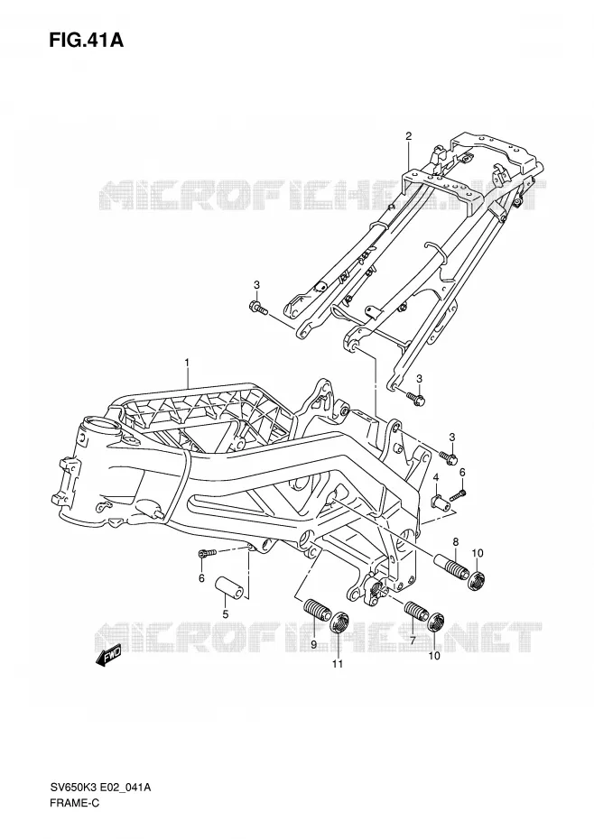 CADRE (MODEL K7) Suzuki MOTO 650 SV 2007  SV650AK7(E2)